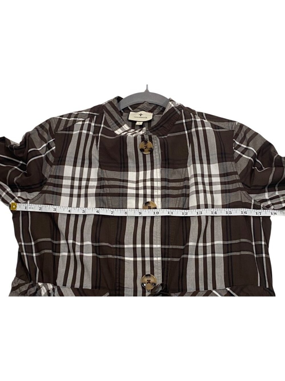 Tuckernuck Brown and White Plaid Long Sleeve Shirt Dress - Picture 9 of 11